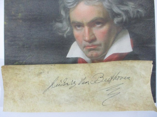 Ludwig van Beethoven Signed 7” x 2 1/2” Cut – Authenticated with COA (1 of 4)