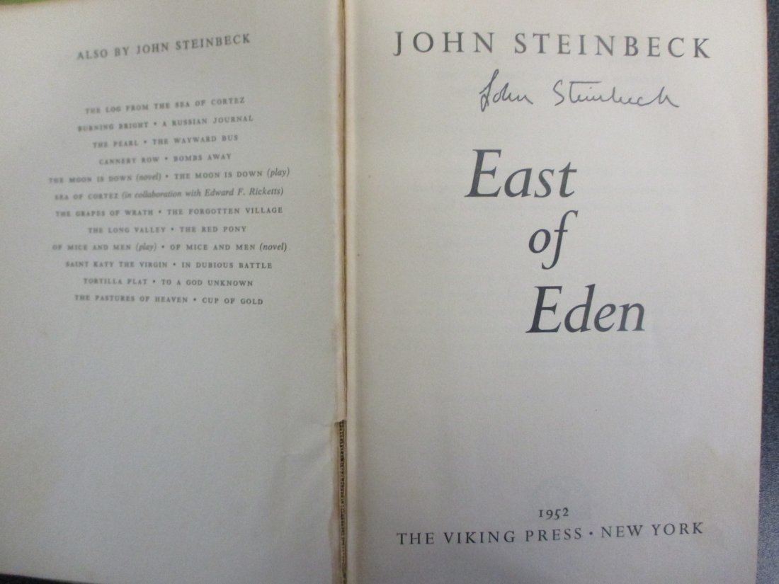John Steinbeck Signed "East of Eden" with Certificate (1 of 4)