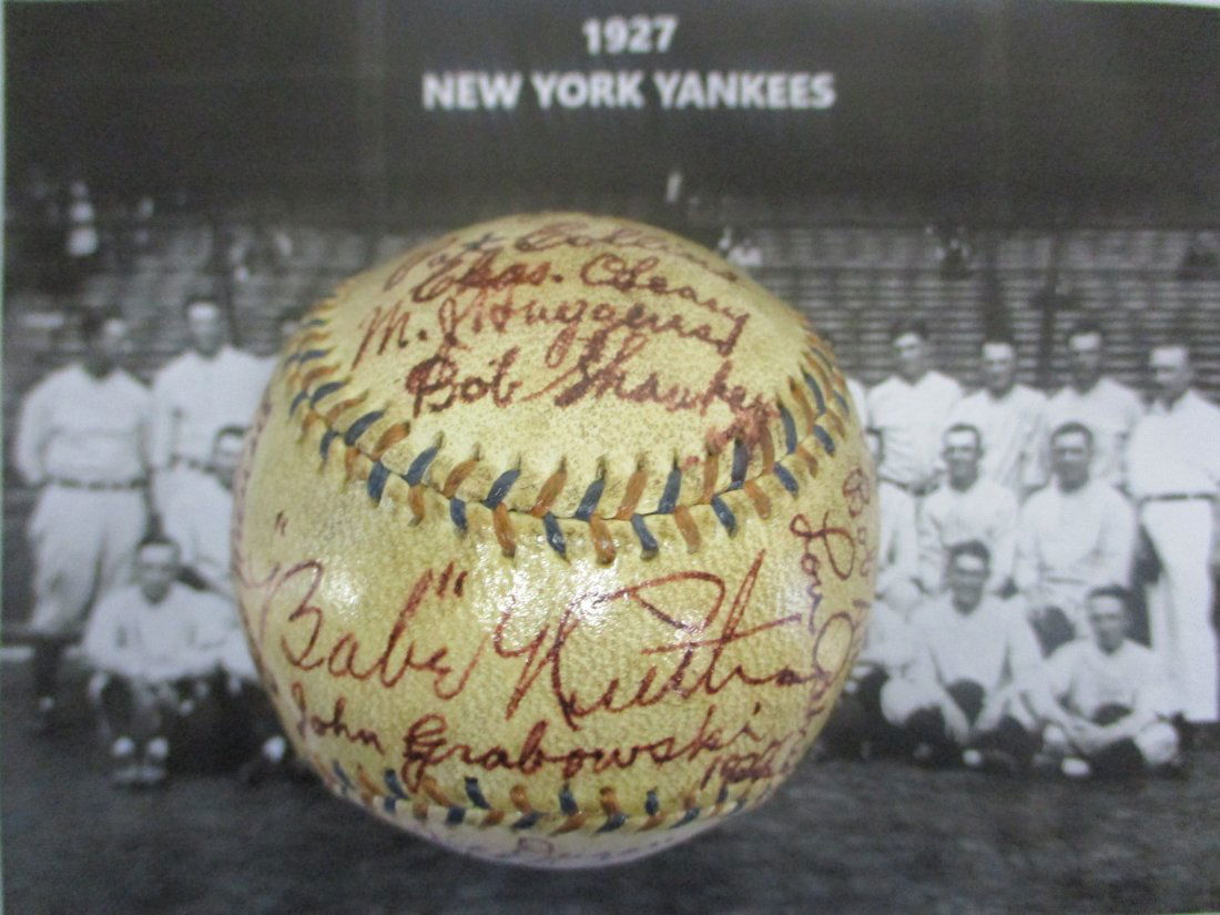 1927 New York Yankees Team Signed Baseball with COA - A Piece of Baseball History! (1 of 6)