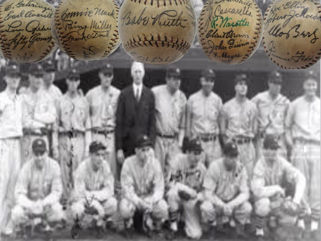 1934 Tour of Japan Team Signed Baseball – Earl Averill's Legacy Preserved with COA (1 of 6)