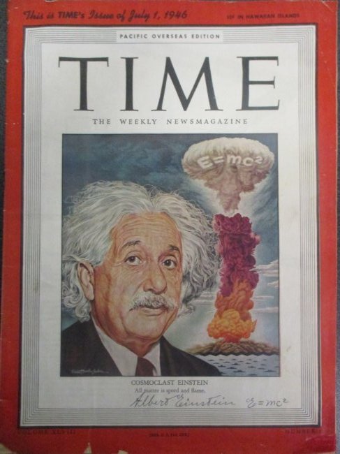 Albert Einstein Signed Time Magazine Cover from July 1, 1946 with COA (1 of 3)