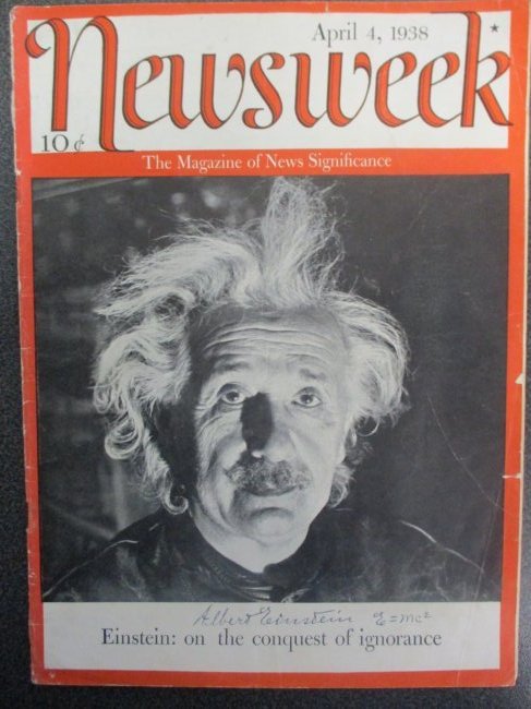 Albert Einstein Signed Newsweek Magazine from April 4, 1938 with Certificate (1 of 4)