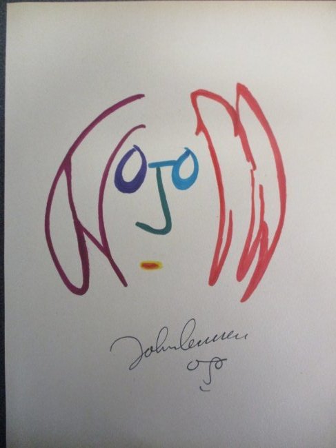 John Lennon Signed Personal Sketch (14" x 11") - Rare Artistic Masterpiece (1 of 3)