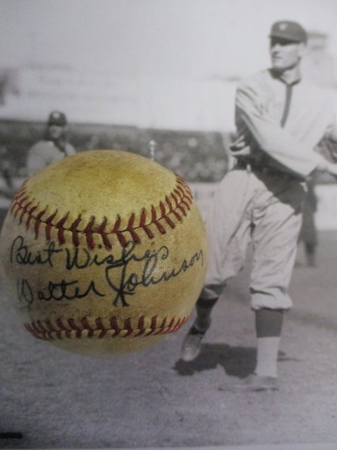 Walter Johnson Signed Baseball with "Best Wishes" Inscription and Certificate (1 of 2)