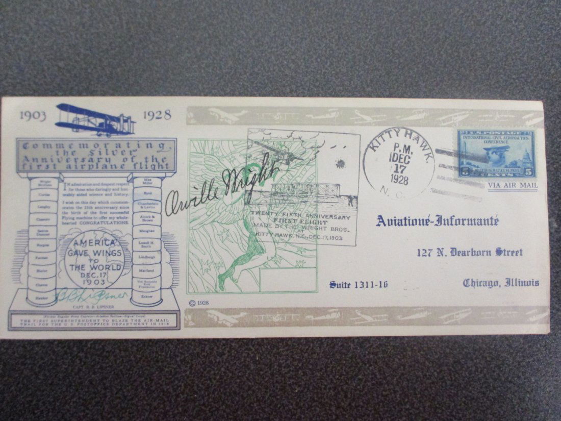 Orville Wright Signed Air Mail Envelope - Silver Anniversary (1 of 3)