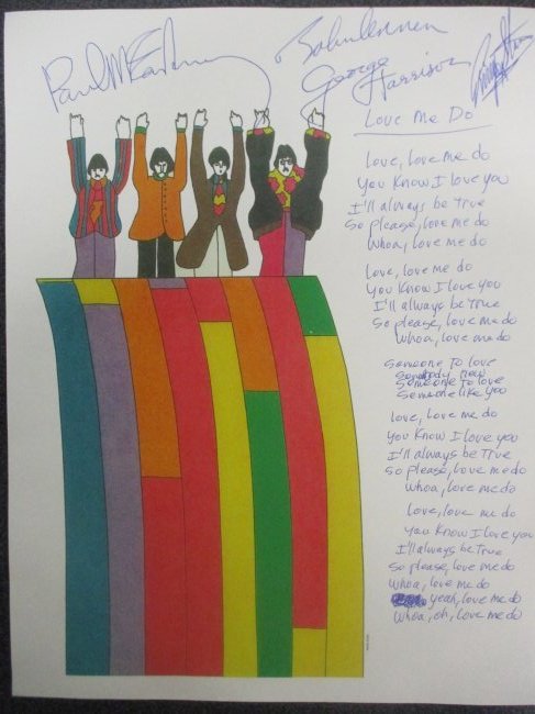 The Beatles Signed 'Love Me Do' Handwritten Lyrics with COA (1 of 4)