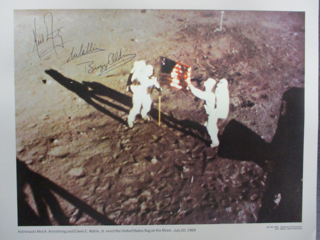 Apollo 11 Crew Signed Lithograph - Neil Armstrong, Michael Collins, Edwin Aldrin (1 of 3)