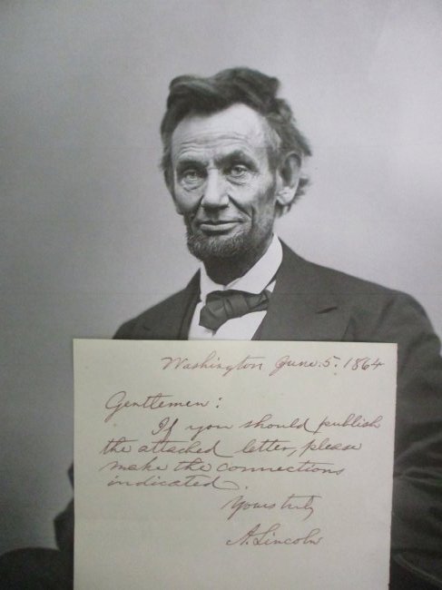 Abraham Lincoln Signed Note - Rare Relic Regarding a Published Letter (1 of 2)
