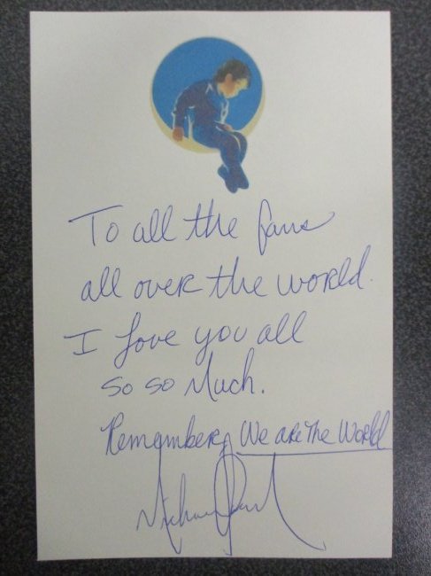 Michael Jackson Signed 'We Are the World' Inspirational Note (1 of 3)