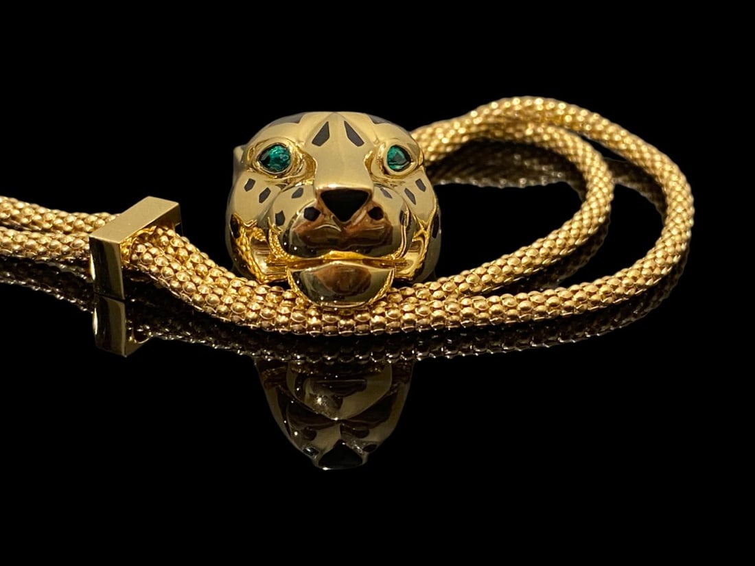 PANTERE DE CARTIER 18K Yellow Gold Diamond Tsavorite Garnet Onyx Necklace (1 of 5)