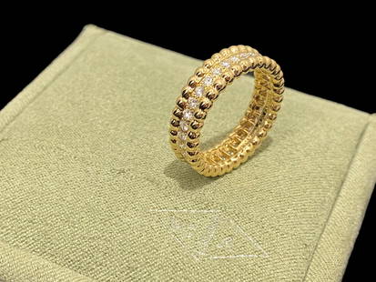 Van Cleef & Arpels 18K Yellow Gold & Diamond Band Ring Size: 51: Van Cleef & Arpels 18K Yellow Gold & Diamond Band Ring Size: 51 Condition: pre-owned Metal: 18k Yellow gold Size: 51 Retail price: $9,050