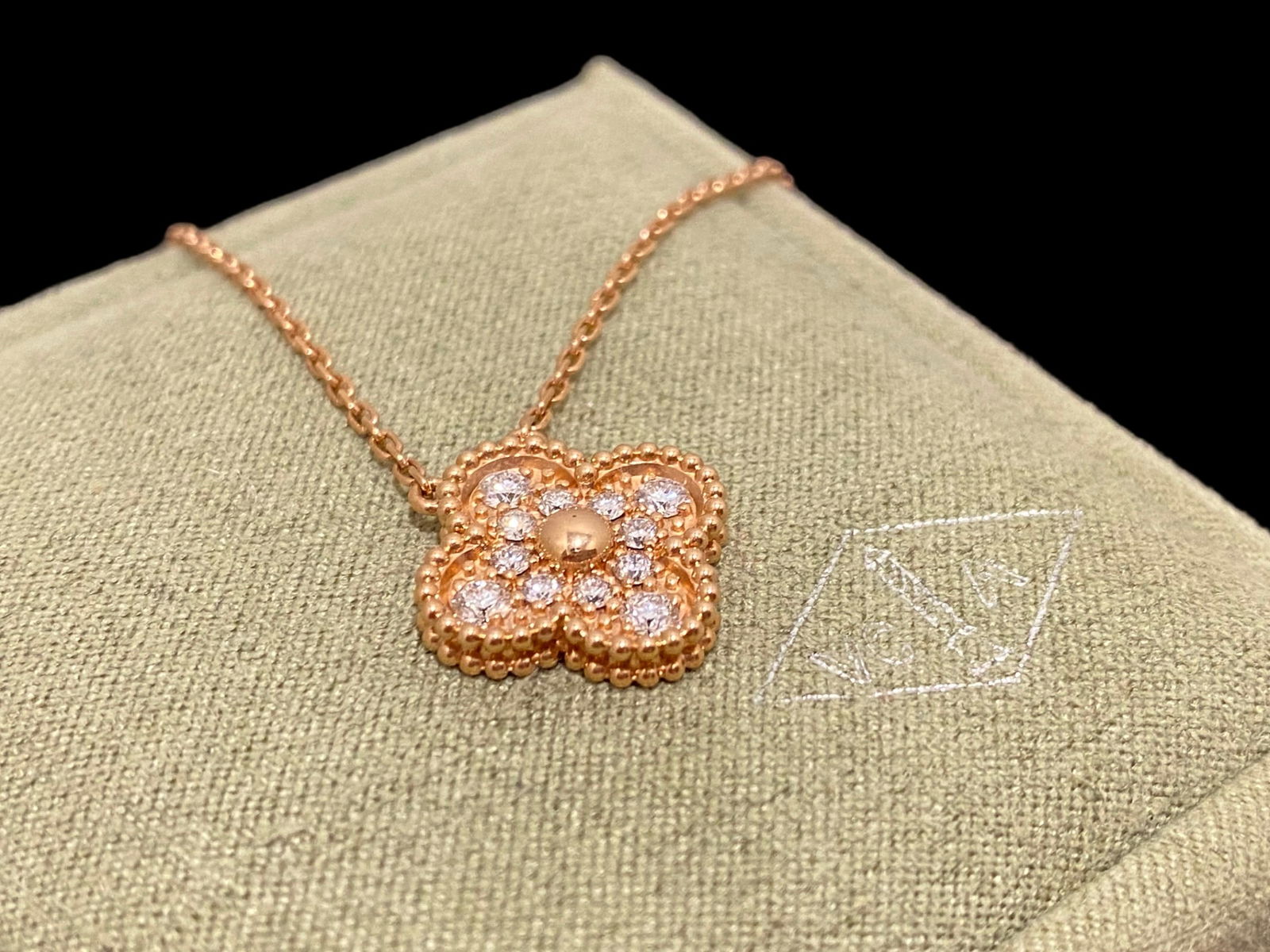 Van Cleef & Arpels 18K Rose Gold & Diamond Vintage Alhambra Pendant (1 of 7)