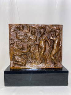 FRENCH BRONZE PLAQUE PIERRE--AUGUSTE RENOIR: PIERRE--AUGUSTE RENOIR (1841--1919) FRENCH BRONZE PLAQUESIGNED SIZE 10 x 12.5 inches Base 3 3/4 x 14 1/4 x 3 1/2 inches