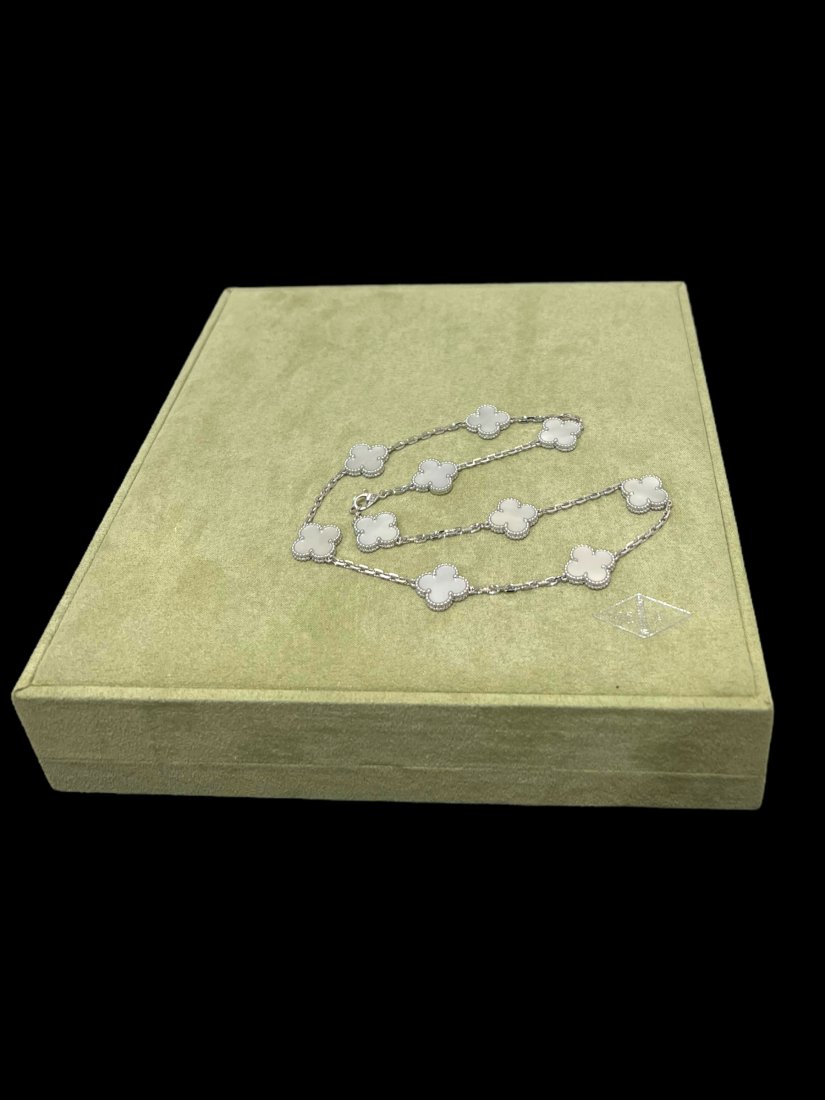 Van Cleef & Arpels Vintage Alhambra Necklace 10 Motifs 18K White Gold & Mother-of-Pearl (1 of 5)