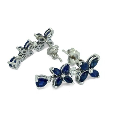 EFFY Sapphire Diamonds Earrings White Gold 14k Drop/Dangle (1 of 5)