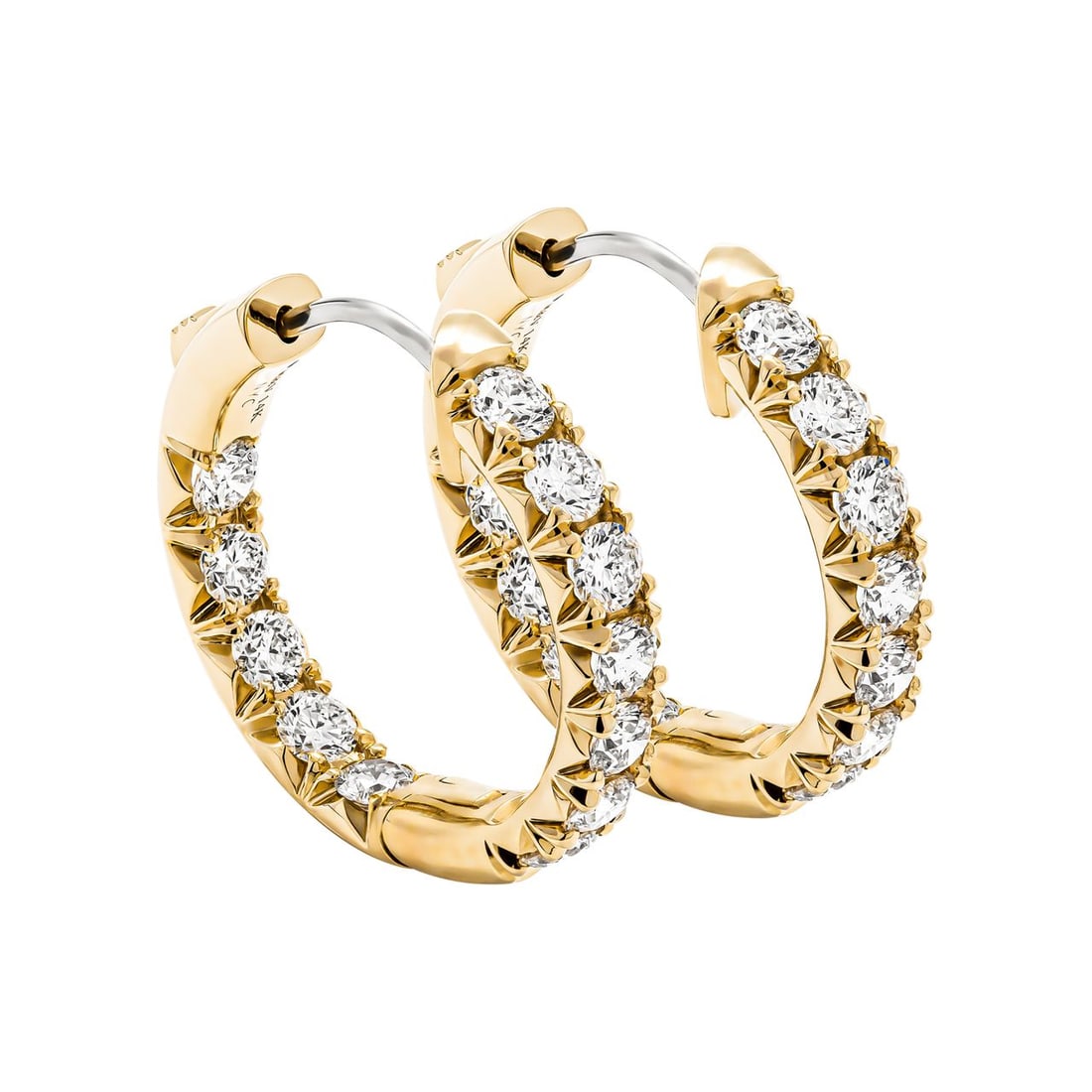 Diamond Hoop Earrings in 18K Yellow Gold (1 of 4)