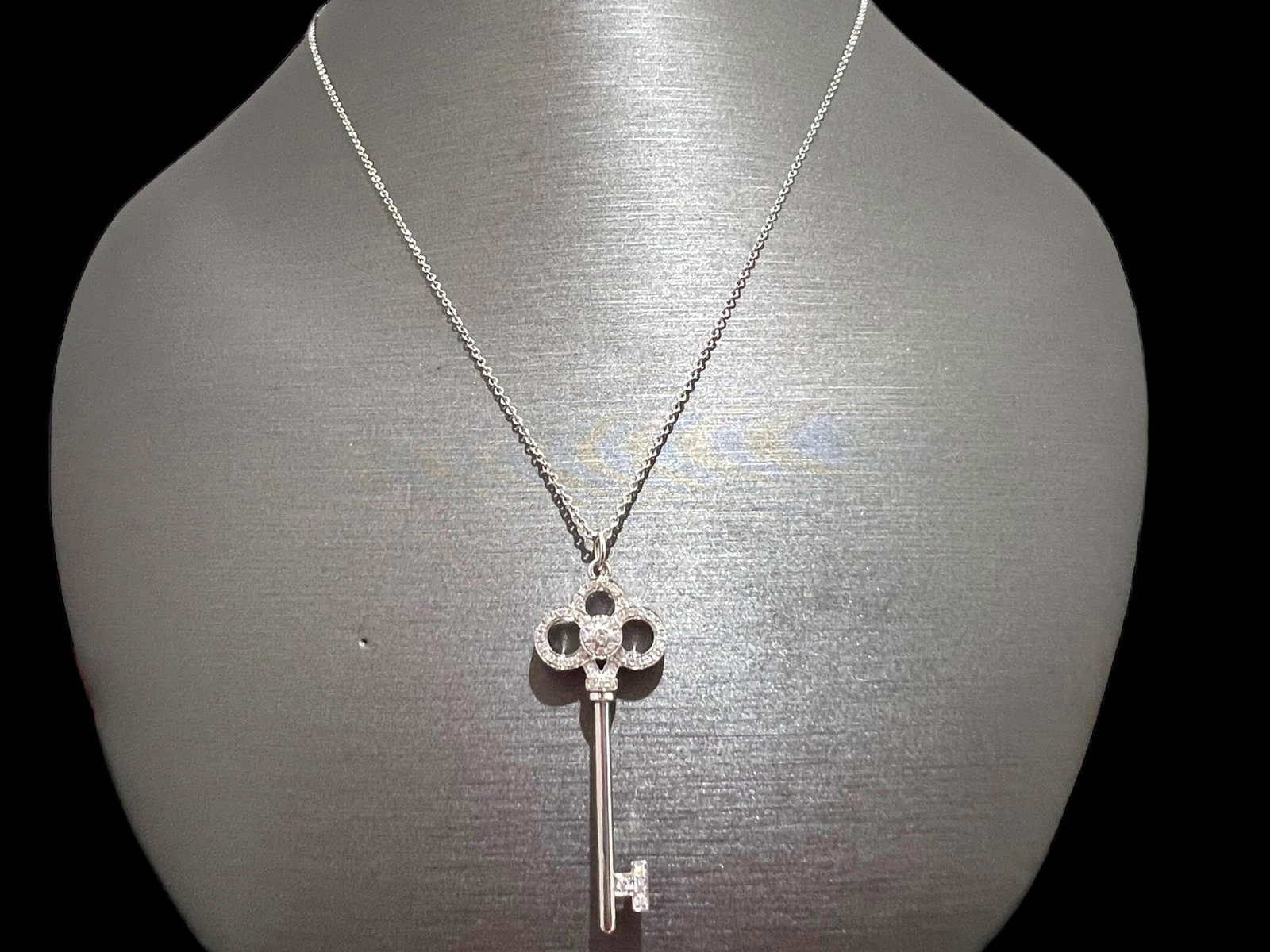 Tiffany & Co. Keys Mini Crown Key Pendant in 18k White Gold with Diamonds (1 of 6)