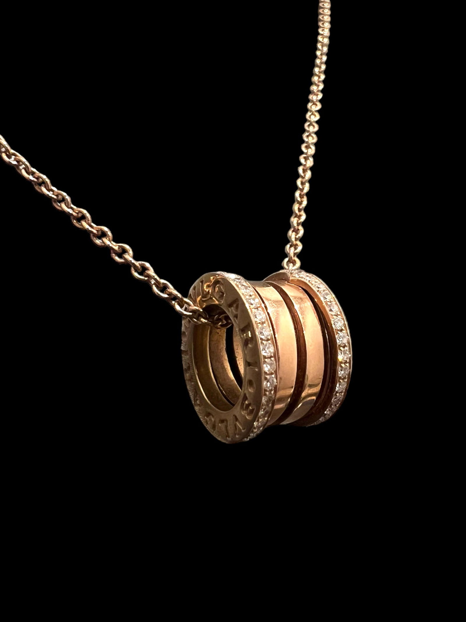 BVLGARI 18K Rose Gold & Diamonds B.ZERO 1 Necklace (1 of 6)