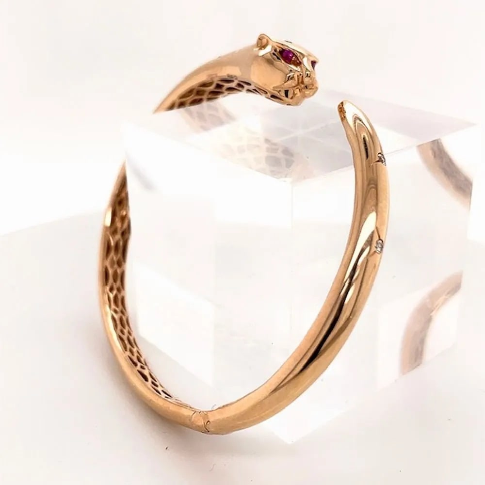 18K Rose Gold Panthere Rubies Diamond Bracelet (1 of 6)