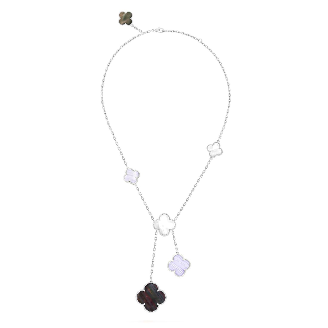 Van Cleef & Arpels 18K White Gold Mother of Pearl Magic Alhambra Necklace, 6 motifs (1 of 4)