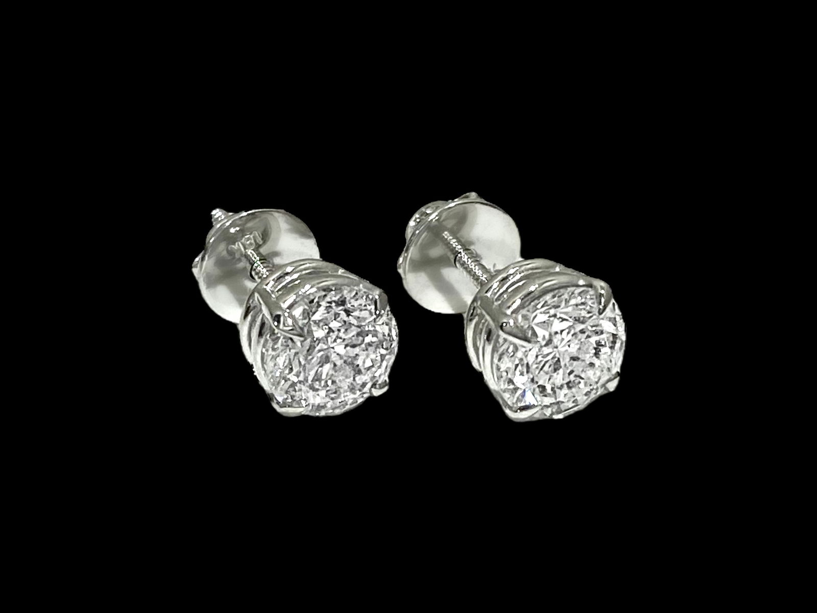 Dazzling Harmony: 2.80 CT Round Diamond Stud Earrings in 18 White Gold GAI Certificate (1 of 5)