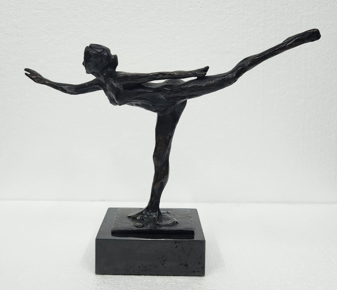 FRENCH BRONZE SCULPTURE EDGAR DEGAS BALERINA: EDGAR DEGAS ( 1834 -- 1917) FRENCH BRONZE SCUPTURE BALERINASIGNED 12.5 H x 17 INCHES L