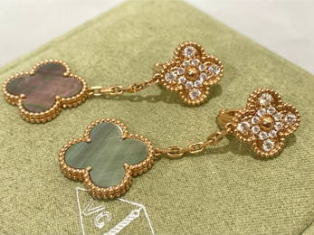 Van Cleef & Arpels Magic Alhambra Earrings 2 Motifs 18K Rose Gold and Diamonds