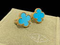 Van Cleef & Arpels Vintage Alhambra Earrings 18K Yellow Gold, Turquoise