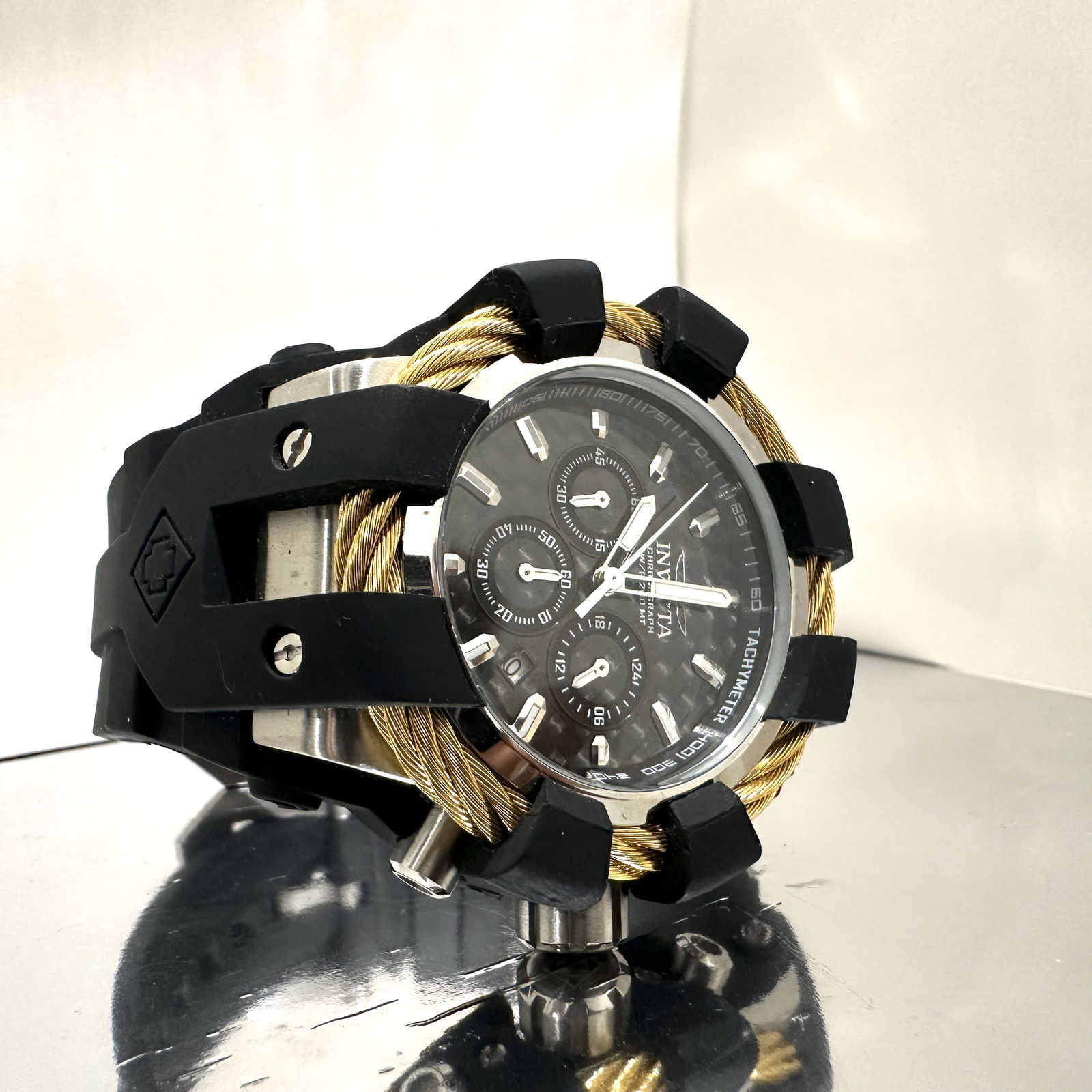 Invicta Bolt Sport 23858 Men's 50mm Gold Carbon Fiber Dial Chronograph Watch