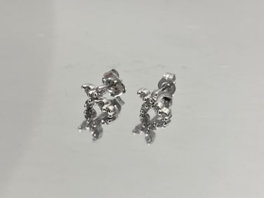 10k White Gold Upside Down Cross Earrings