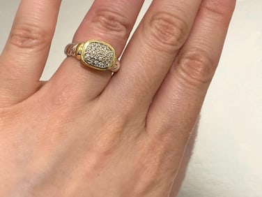 David Yurman 18KT Yellow Gold & 925 Diamond Noblesse Cocktail Ring