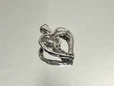 Stunning Diamond Heart Pendant in 10k White Gold