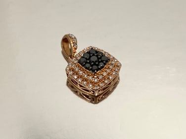 Captivating Black and White Diamonds Pendant in 10K Rose Gold