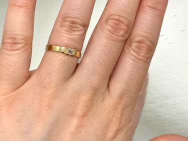 14k Yellow Gold Emerald Cut Diamond Tomboy Ring