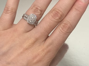 2 TCW Diamond Engagement Wedding Ring Set 10k White Gold