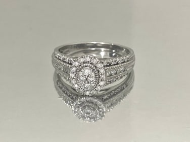 Dazzling Multi-Diamond Triple Row Wedding Ring in 10K White Gold
