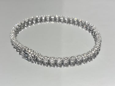 Over 2 TCW Diamond Tennis Bracelet in 10K White Gold
