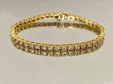 Classic 1.86 CTW Diamond Vintage Tennis Bracelet 7" Solid 10k Yellow Gold