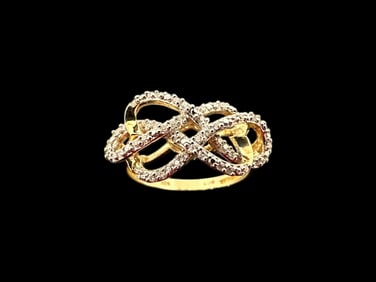 APX 1/2 TCW Diamond and 10K Yellow Gold Double Infinity Ring, Weight: 3 grams
