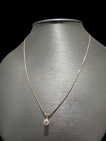 14K Yellow Gold 1/2 CTW Diamond Solitaire Pendant  Necklace