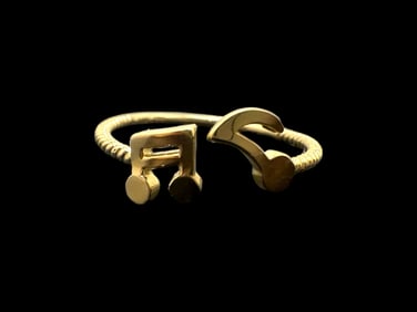 Gold Musical Notes Ring 10 Karat Solid Gold Treble Clef Ring