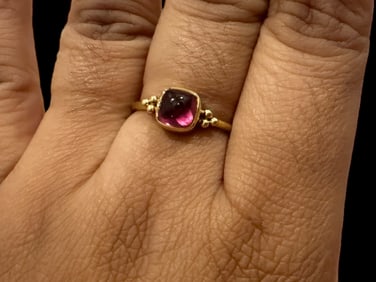 Temple St. Clair High 18K Yellow Gold, Rubellite Classic Ring, Weight: 2.9 grams