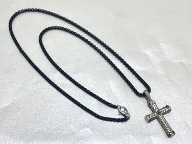 David Yurman 925 Sterling Silver Black Onyx Crest Necklace