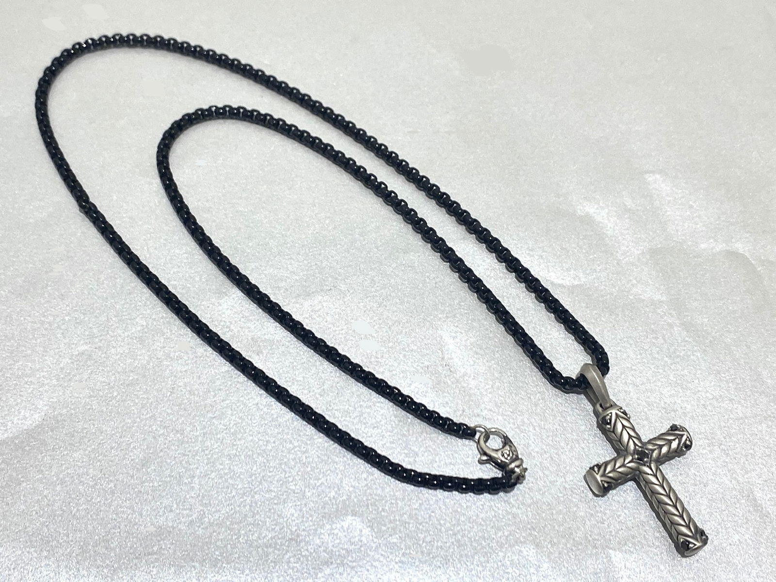 David Yurman 925 Sterling Silver Black Onyx Crest Necklace (1 of 4)