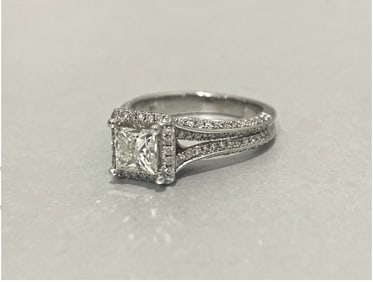 Vera Wang Love Collection Over 1 Carat Diamond Engagement Ring in 14K White Gold