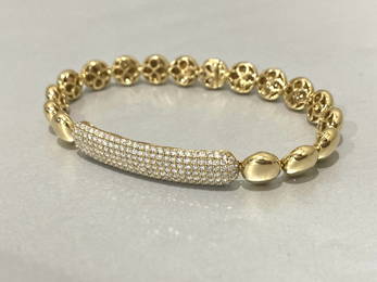 Over 1 CTW Diamond Bead Bracelet in 14k Yellow Gold, Weight: 20.4 grams, 8.6mmn