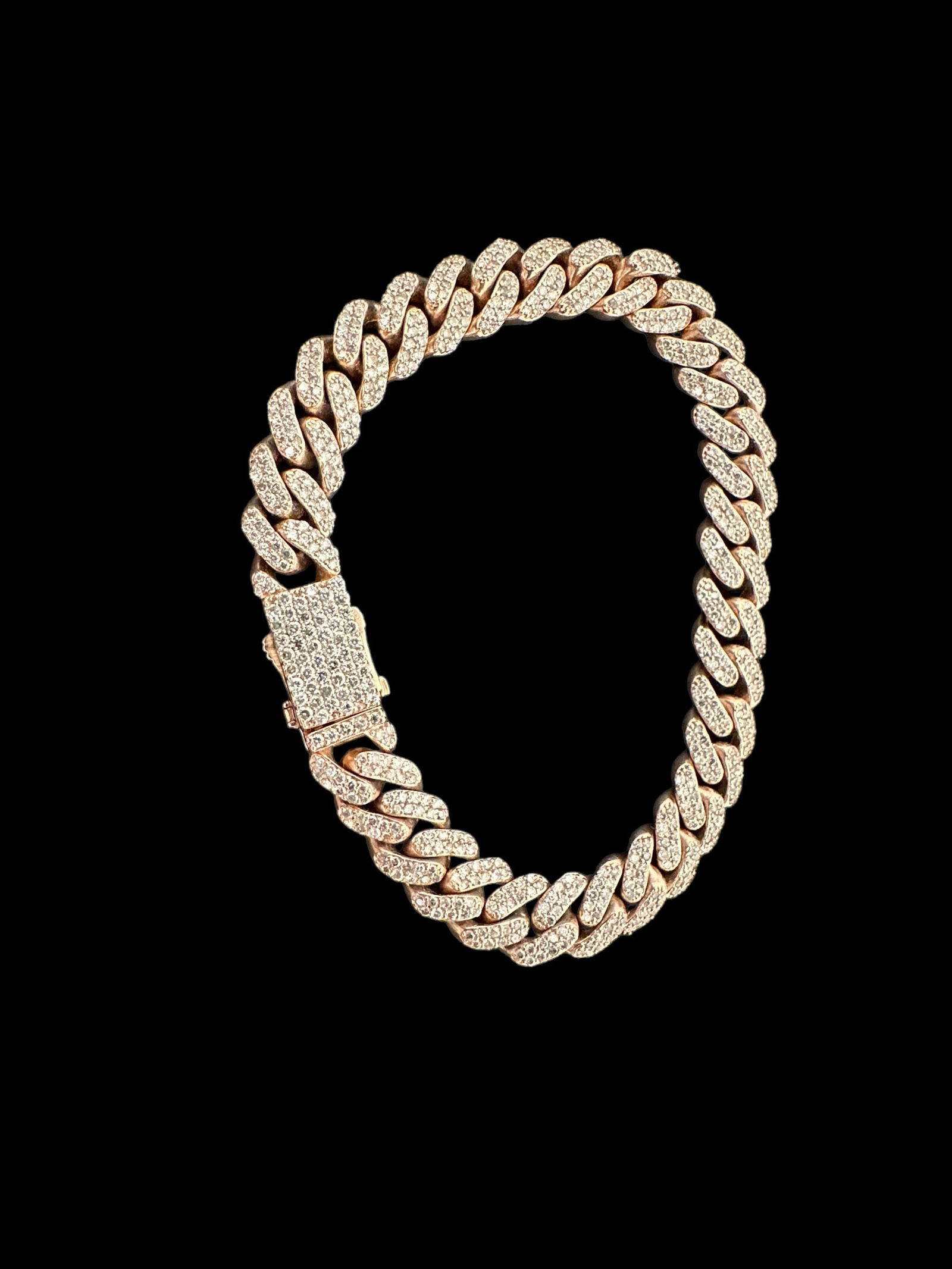 OVER 3.5 CTW Diamond Cuban Link Bracelet in Rose Gold, Weight: 30.6 grams (1 of 5)
