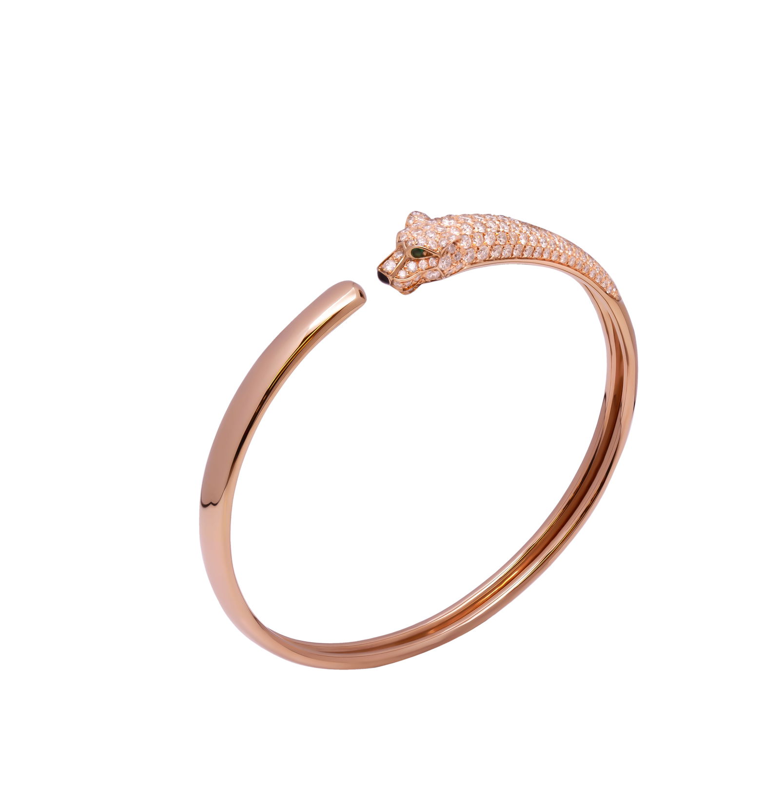 Cartier  Panthere de Cartier 18k rose gold onyx emeralds diamonds bracelet size 17 (1 of 4)