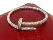 Cartier Juste Un Clou Bracelet Diamond Pave, 18k White Gold, 7.50 TCW