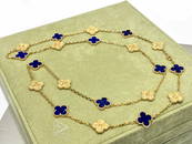 Van Cleef & Arpels Limited Edition Vintage Alhambra Necklace 20 motifs, Lapis Lazuli, 18k Yellow
